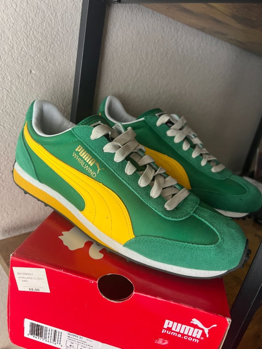 Puma Whirlwind Mens Sneakers Green Yellow Retro Low Top Shoes 351293-31 Size 9.5 - Picture 2 of 6